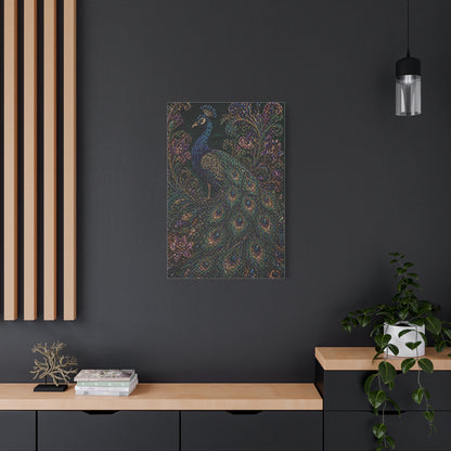 Beaded Textile Peacock Couture Wall Art & Canvas Print