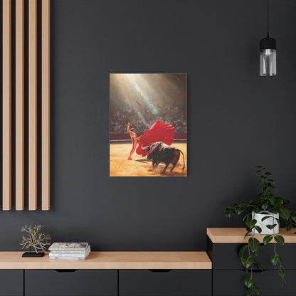Spanish Matador and Charging Bull Arena Scene Wall Art & Canvas Print