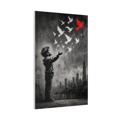 Freedom Birds Urban Stencil Street Wall Art & Canvas Print