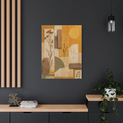 Mixed Media Botanical Collage Mustard Composition Wall Art & Canvas Print