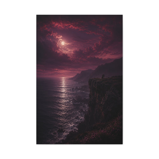 Moonlit Cliffside Love Landscape Wall Art & Canvas Print