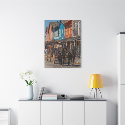 Frontier Stagecoach Arrival Wall Art & Canvas Print