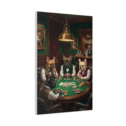 French Bulldog Private Bar Poker Scene Wall Art & Canvas Print