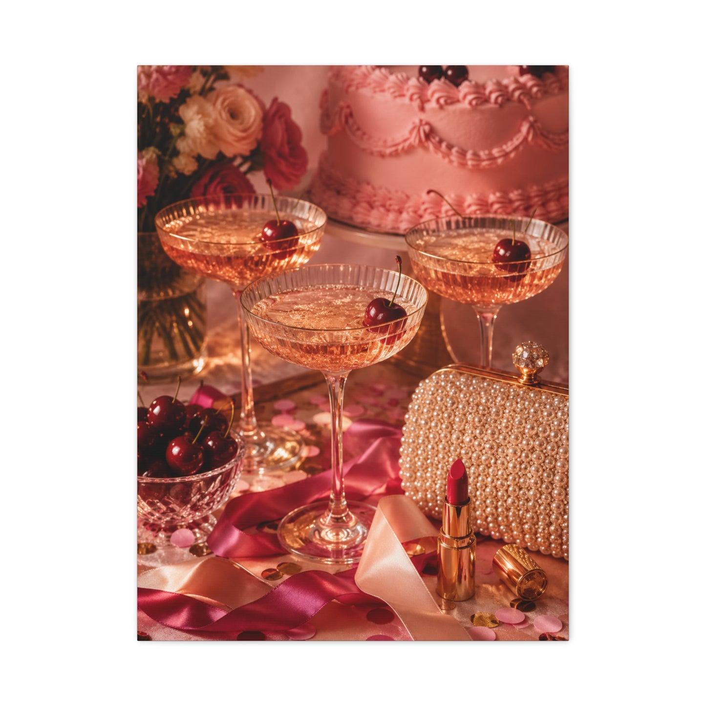 Galentine Celebration Luxe Party Still Life Wall Art & Canvas Print