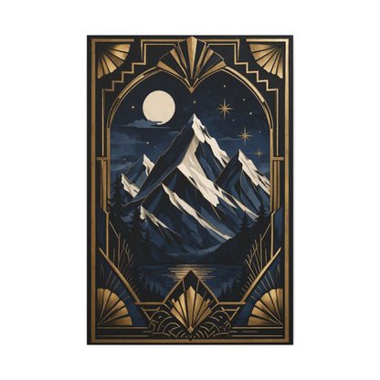 Art Deco Alpine Night Skyline Wall Art & Canvas Print