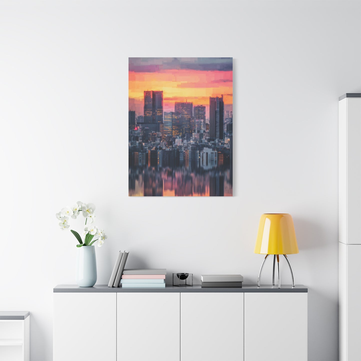 Tokyo Skyline Twilight Reflection Wall Art & Canvas Print