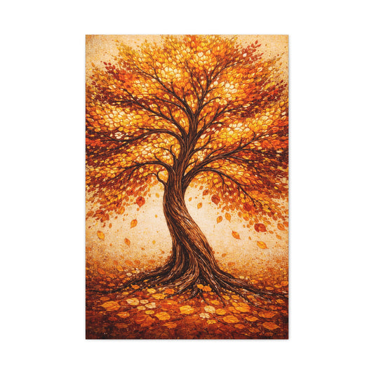 Golden Autumn Tree Radiance Wall Art & Canvas Print