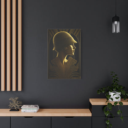 Golden Deco Profile Woman Wall Art & Canvas Prints