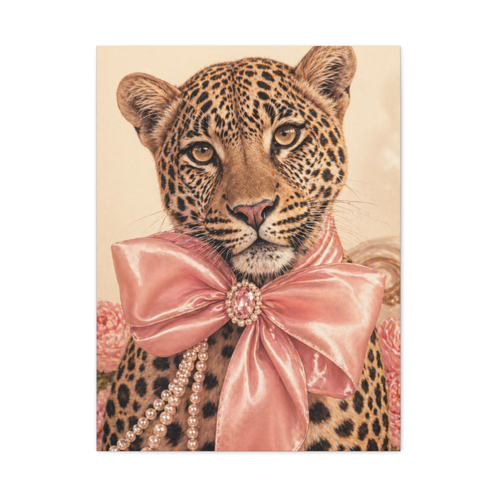 Coquette Leopard Pink Bow Portrait Wall Art & Canvas Print