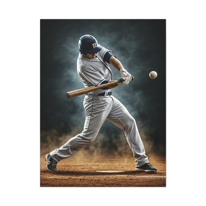 Spotlight Baseball Swing Impact Wall Art & Canvas Prints