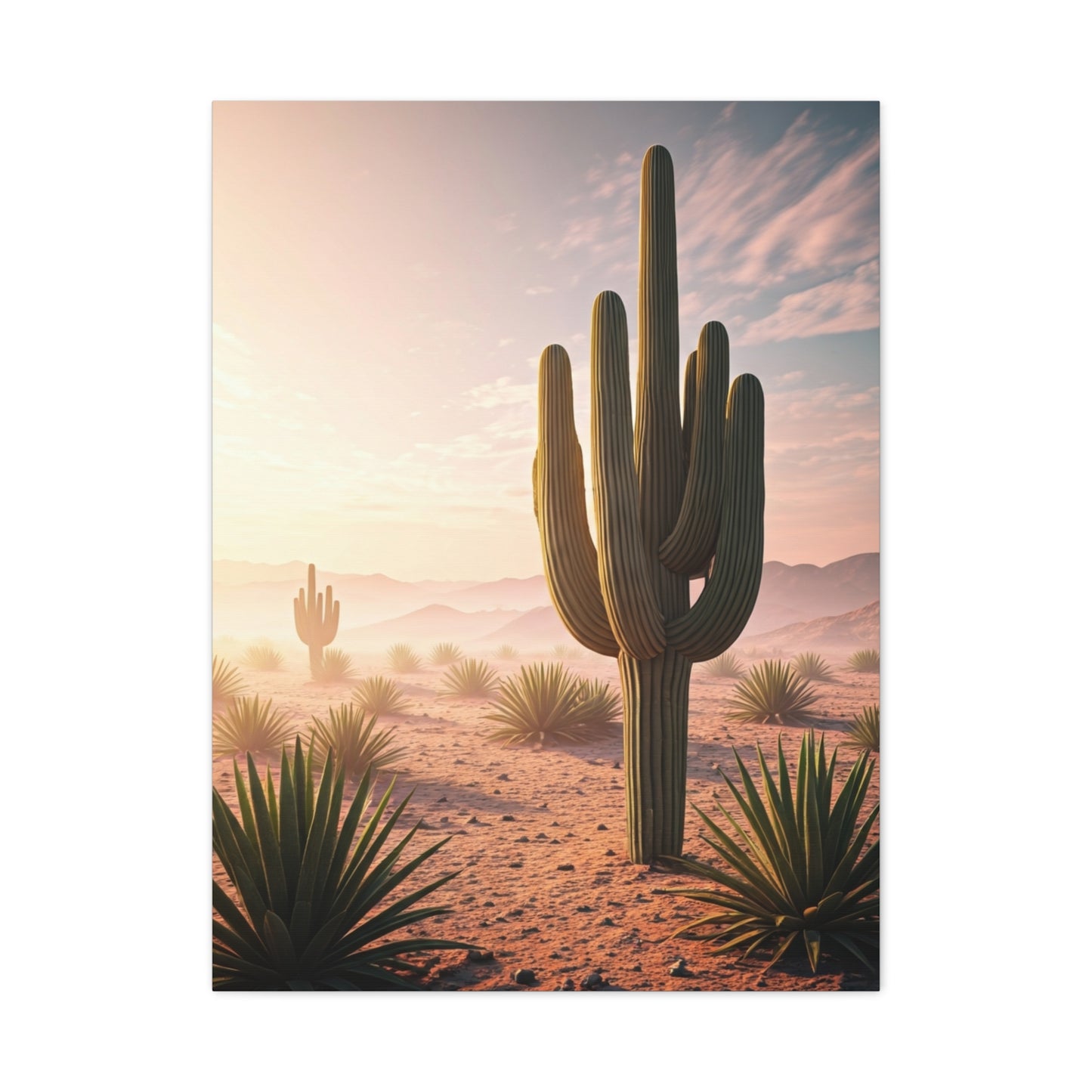 Desert Saguaro at Pastel Sunrise Wall Art & Canvas Prints