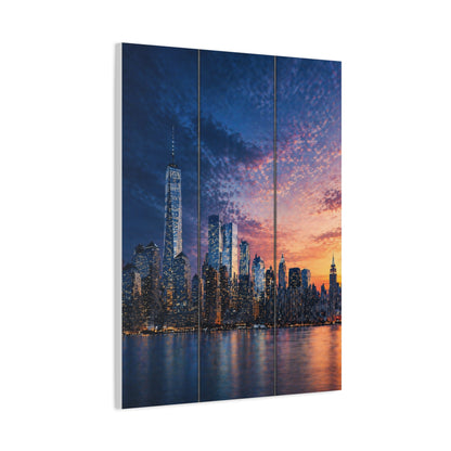 Blue Hour Skyline Triptych Wall Art & Canvas Print