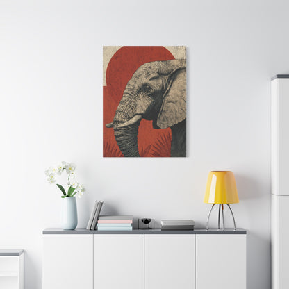 Minimal Boho Elephant Line Portrait Wall Art & Canvas Print