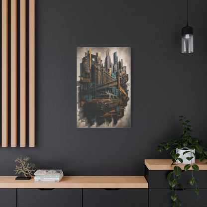 NYC Bridge Urban Collage Street Wall Art & Canvas Print