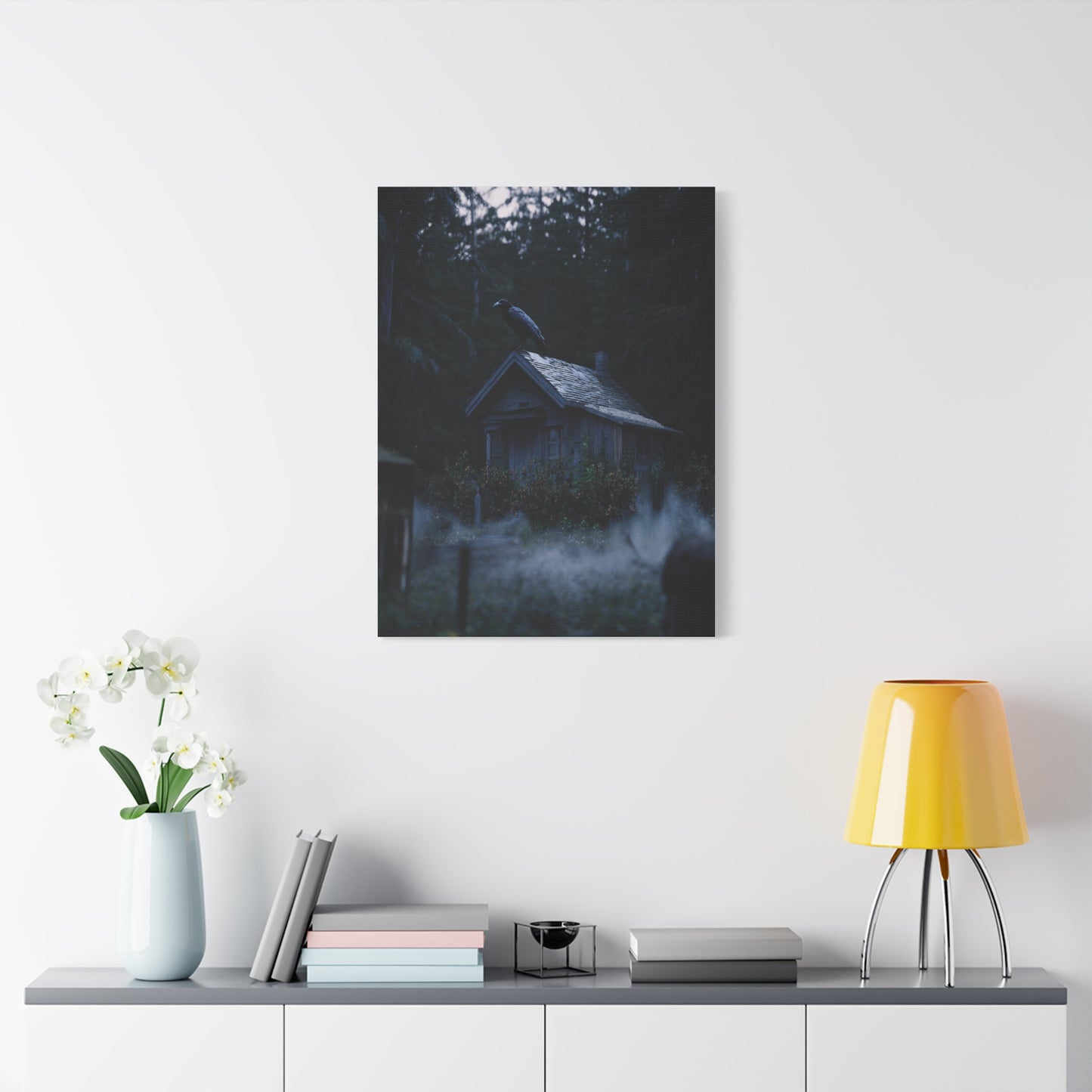 Raven on Witch’s Cottage Roof Wall Art & Canvas Print