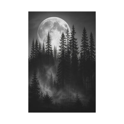 Moonlit Pine Forest Mystical Night Trees Wall Art & Canvas Print