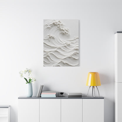 Minimal White Sculptural Wave Texture Wall Art & Canvas Print
