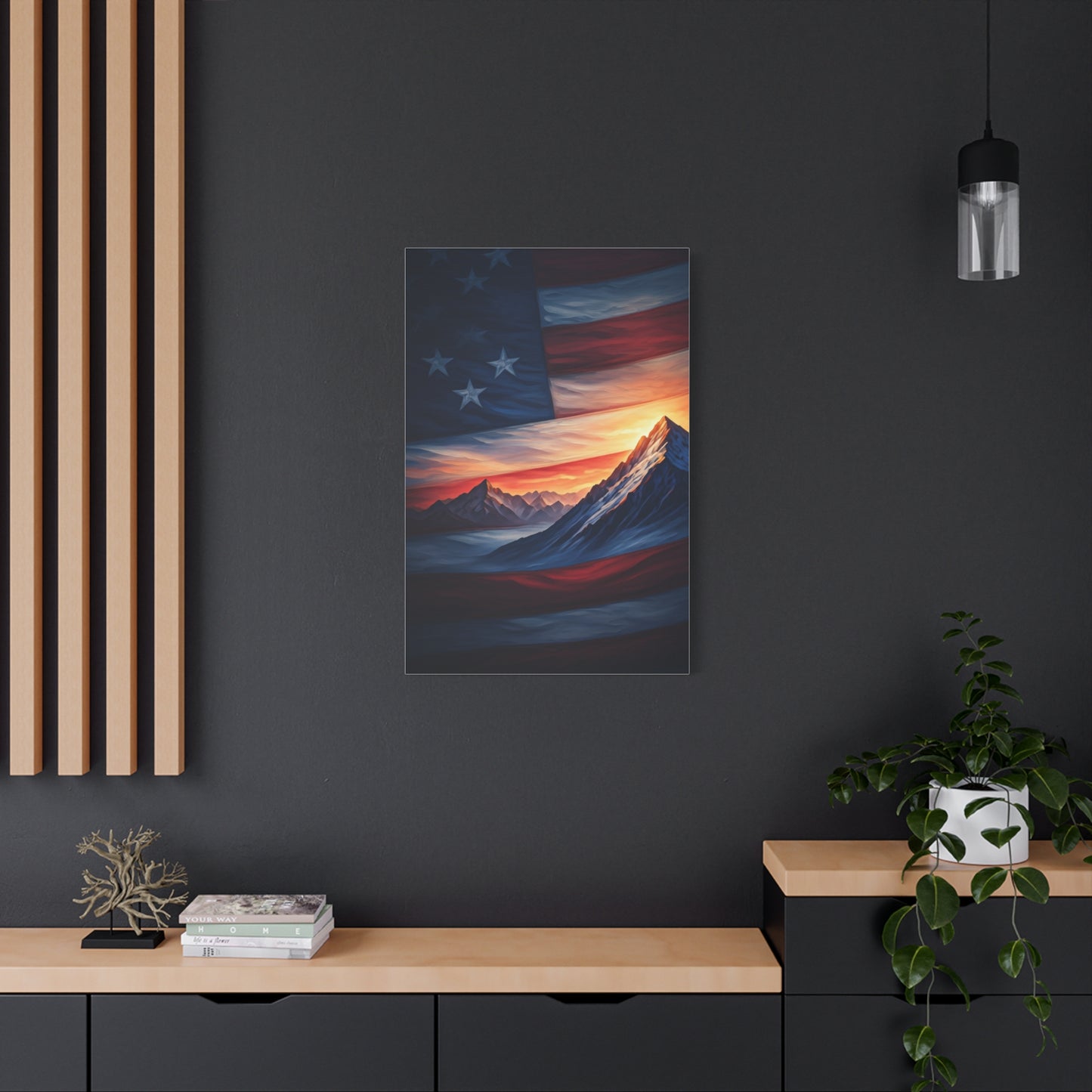 Mountain Horizon American Flag Tribute Wall Art & Canvas Prints