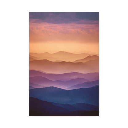 Layered Sunset Mountain Landscape Wall Art & Canvas Print