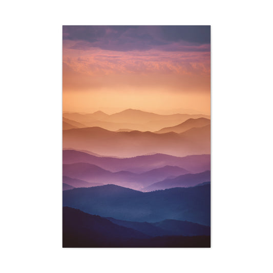Layered Sunset Mountain Landscape Wall Art & Canvas Print