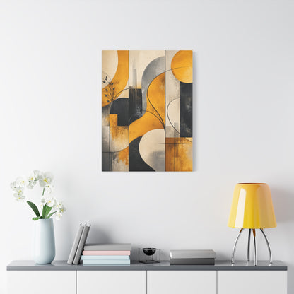 Abstract Panel Flow Mustard & Neutral Composition Wall Art & Canvas Print