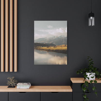 Mountain River Cattle Pasture Wall Art & Canvas Print