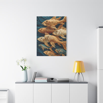 Driftwood School of Fish Relief Wall Art & Canvas Print