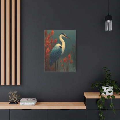 White Heron Marsh Portrait Wall Art & Canvas Print