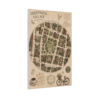 Greenwich Village Illustrated Map Wall Art & Canvas Print
