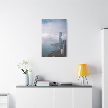 Hong Kong Foggy Harbor Skyline Wall Art & Canvas Print