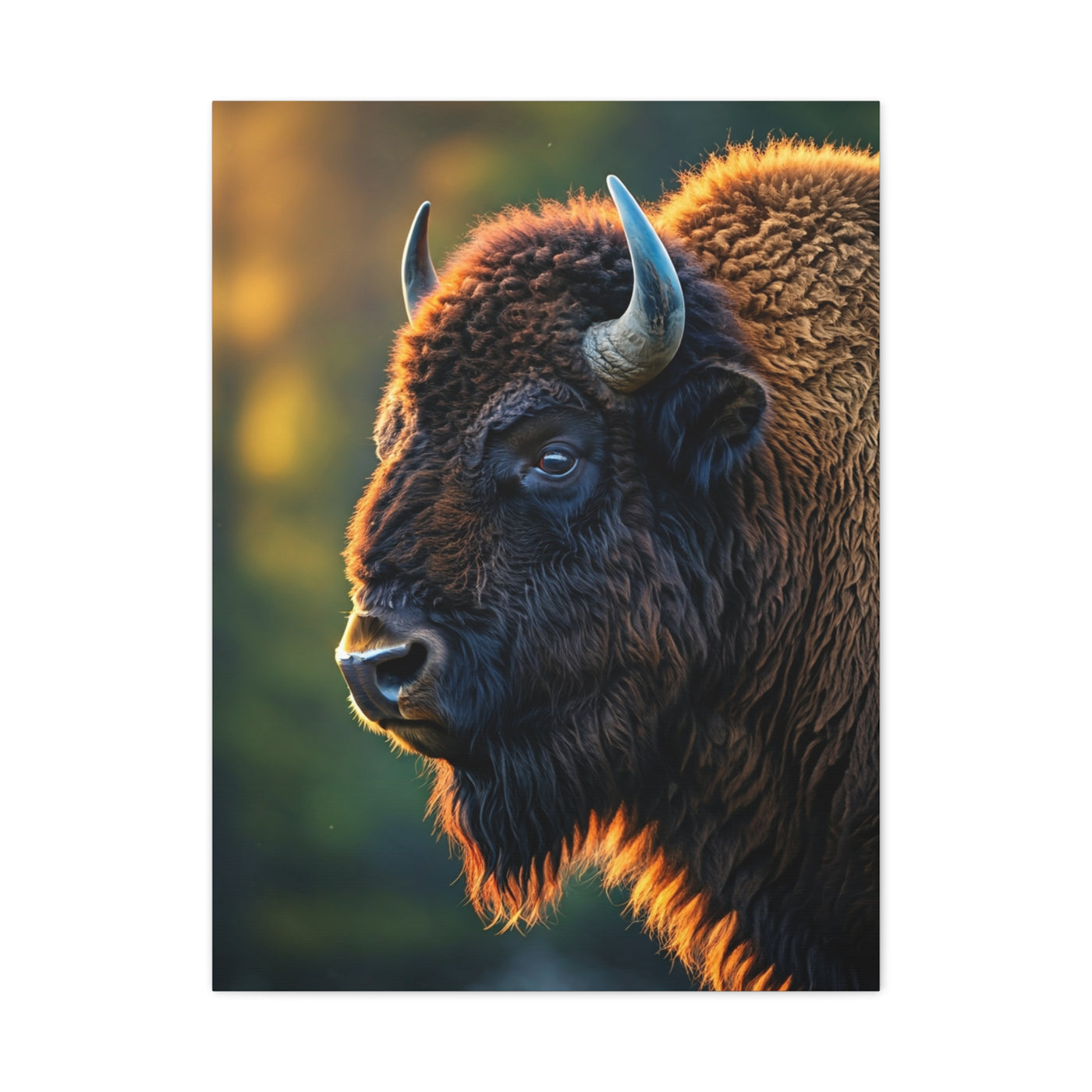 Golden Hour Bison Side Profile Wall Art & Canvas Print