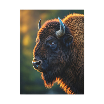 Golden Hour Bison Side Profile Wall Art & Canvas Print