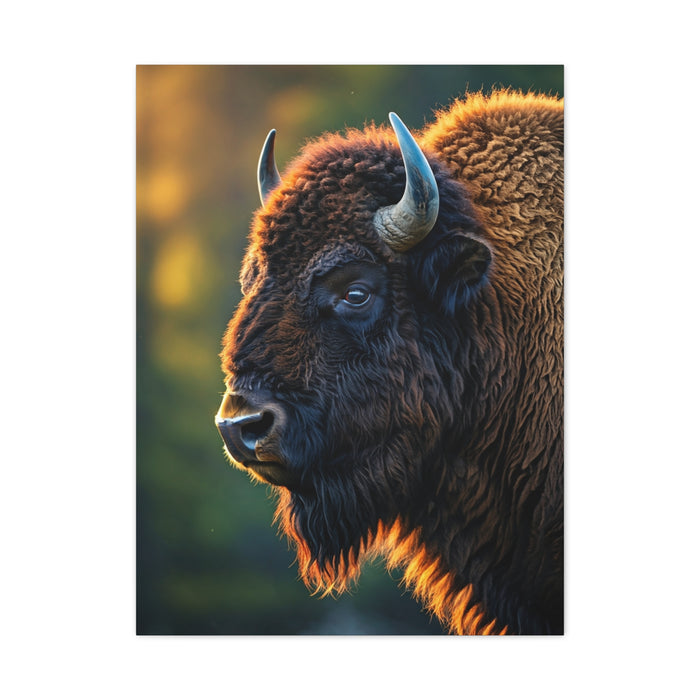 Golden Hour Bison Side Profile Wall Art & Canvas Print