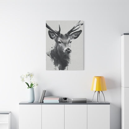 Minimal Ink Wash Deer Portrait Wall Art & Canvas Print