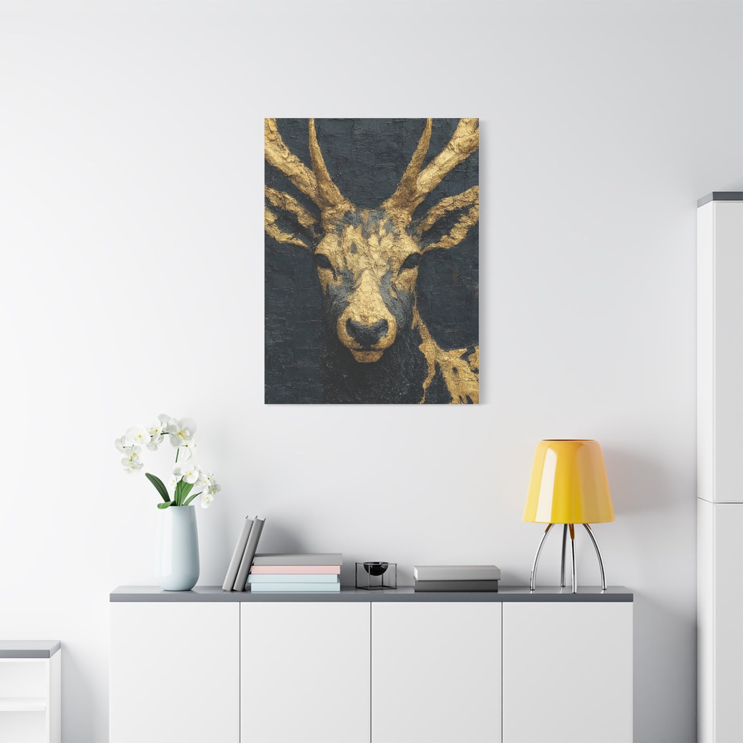 Regal Black and Gold Stag Portrait Wall Art & Canvas Print