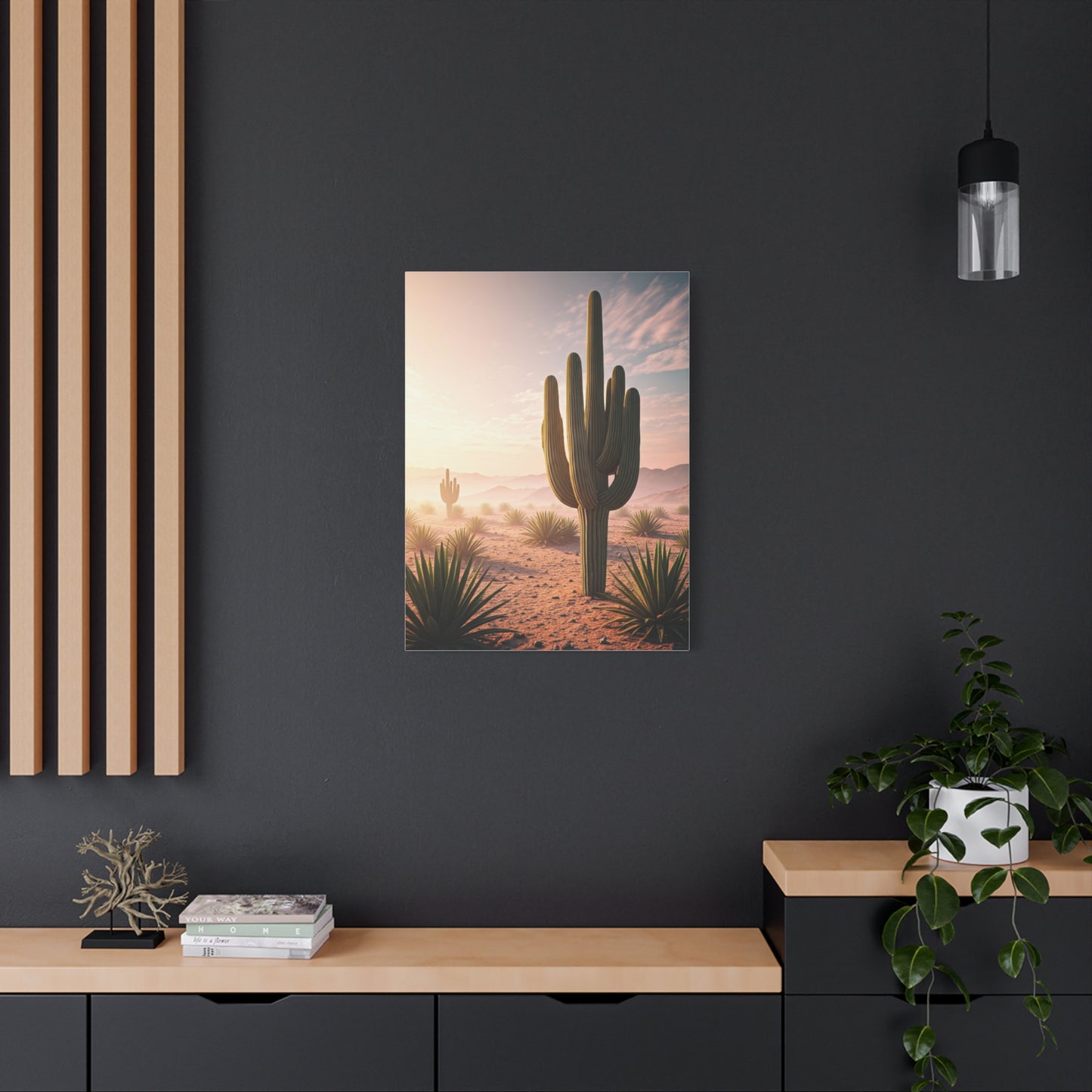 Desert Saguaro at Pastel Sunrise Wall Art & Canvas Prints