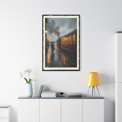 Rainy Train Platform Nostalgia Scene Wall Art & Canvas Print