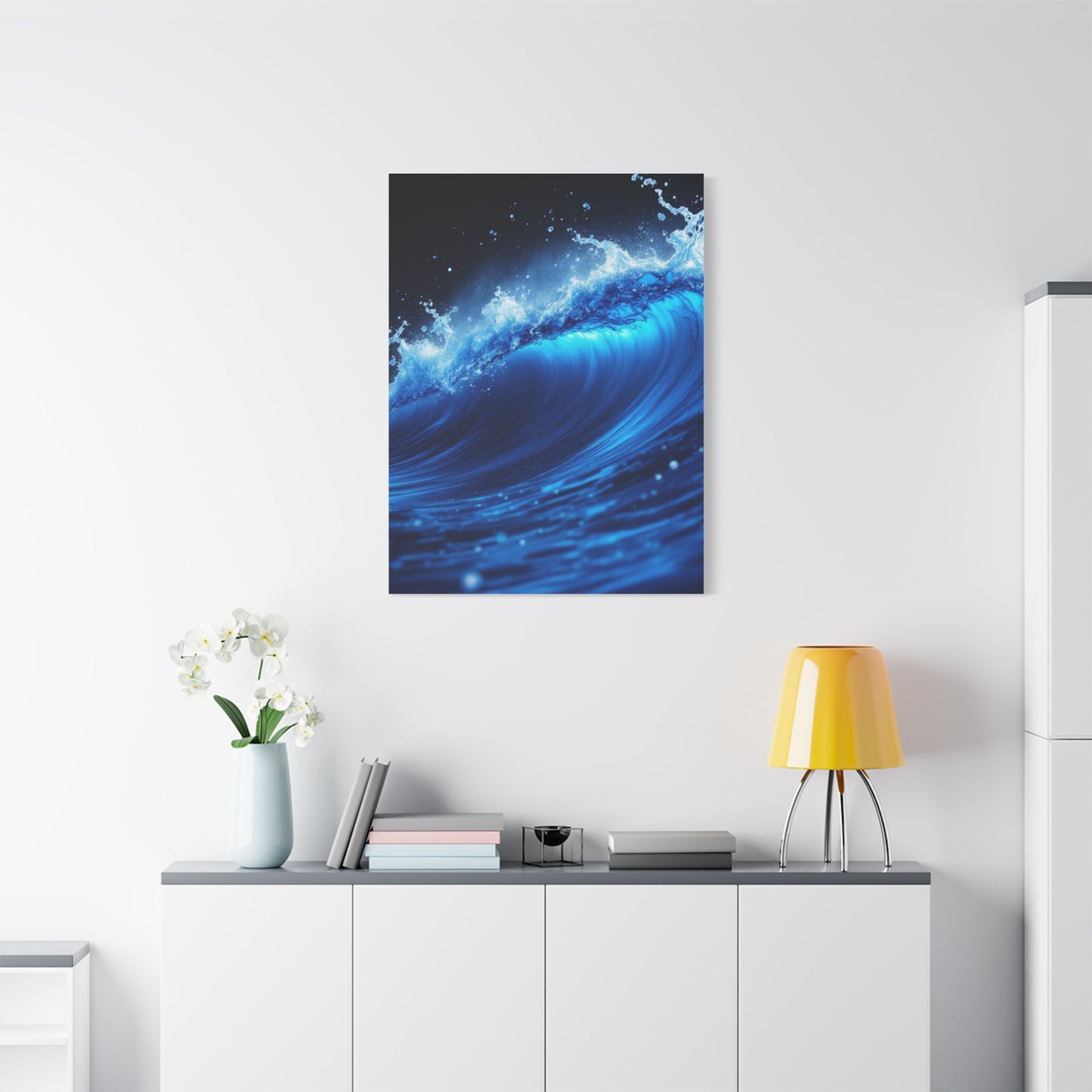Powerful Ocean Wave in Electric Blue Motion Wall Art & Canvas Prints