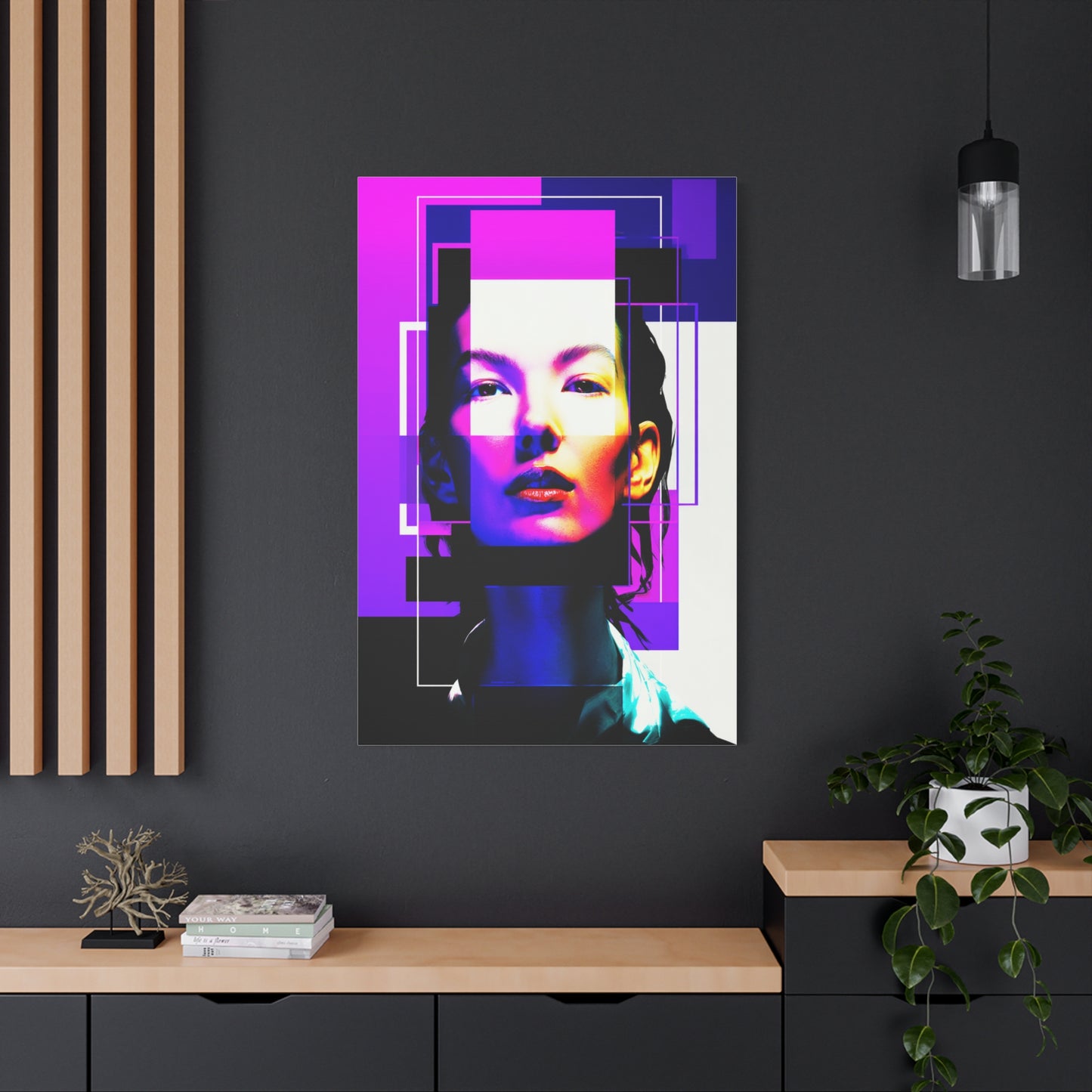 Neon Geometry Portrait Wall Art & Canvas Print