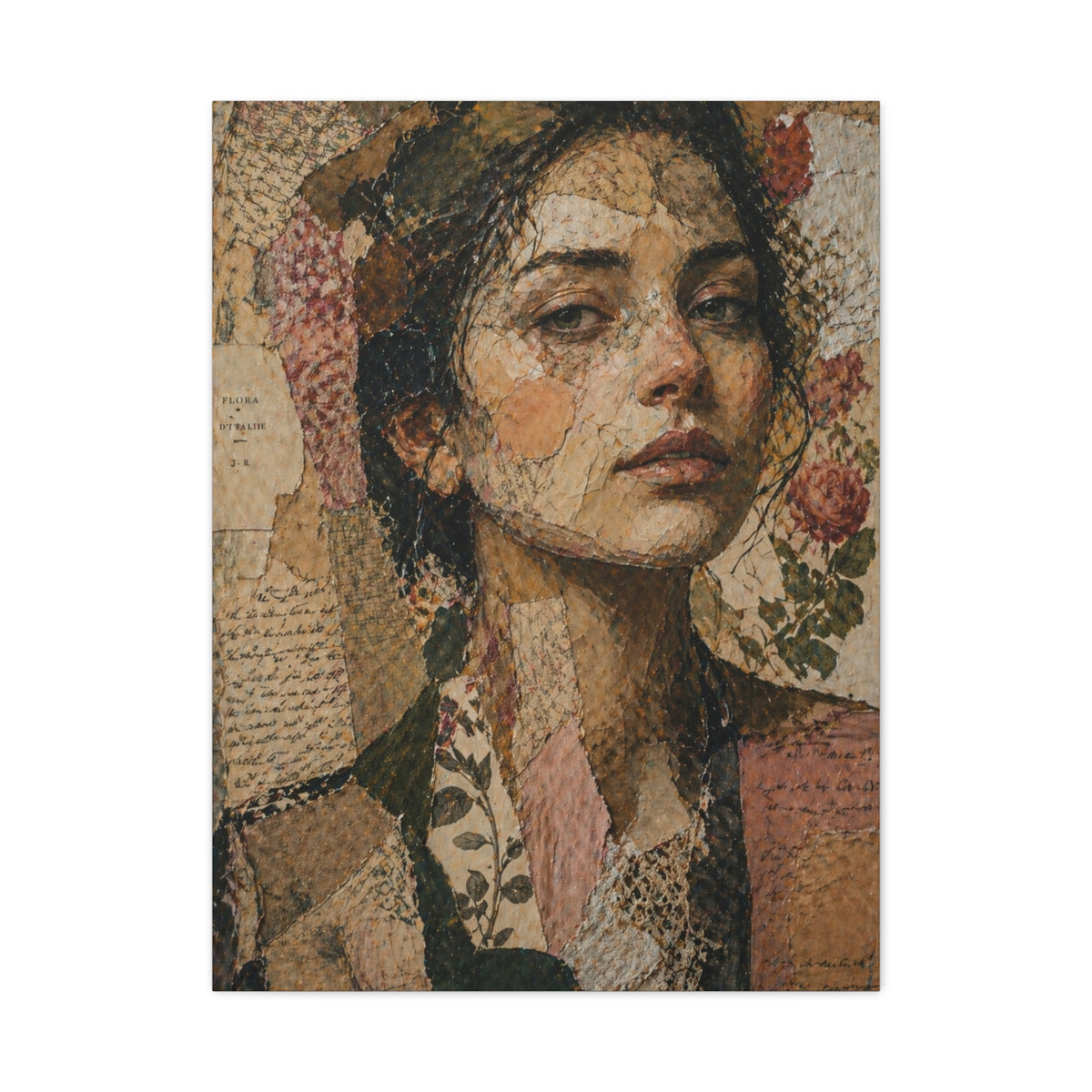 Mixed-Media Feminine Portrait Collage Wall Art & Canvas Print