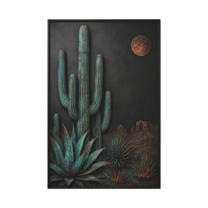 Turquoise Patina Desert Cactus Wall Art & Canvas Print