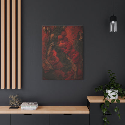 Biophilic Red Moss Texture Wall Art & Canvas Print