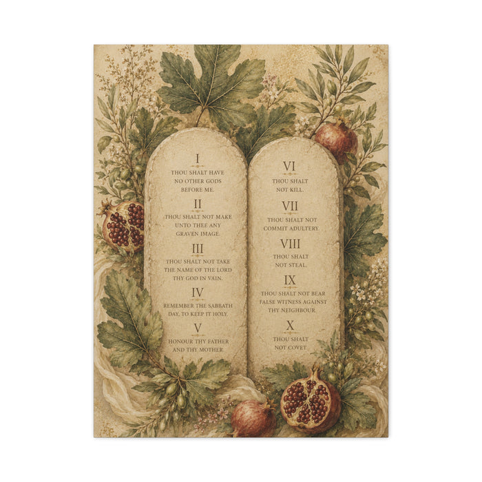 Ten Commandments Botanical Scripture Wall Art & Canvas Print
