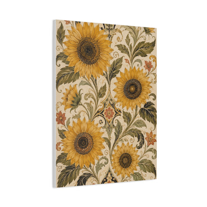 Ornate Floral Sunflower Tapestry Wall Art & Canvas Print