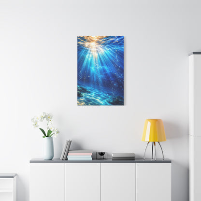 Sunlit Underwater Light Rays Ocean Scene Wall Art & Canvas Print