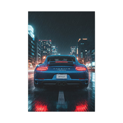 Porsche 911 Carrera 4 GTS Neon City Reflections Wall Art & Canvas Prints