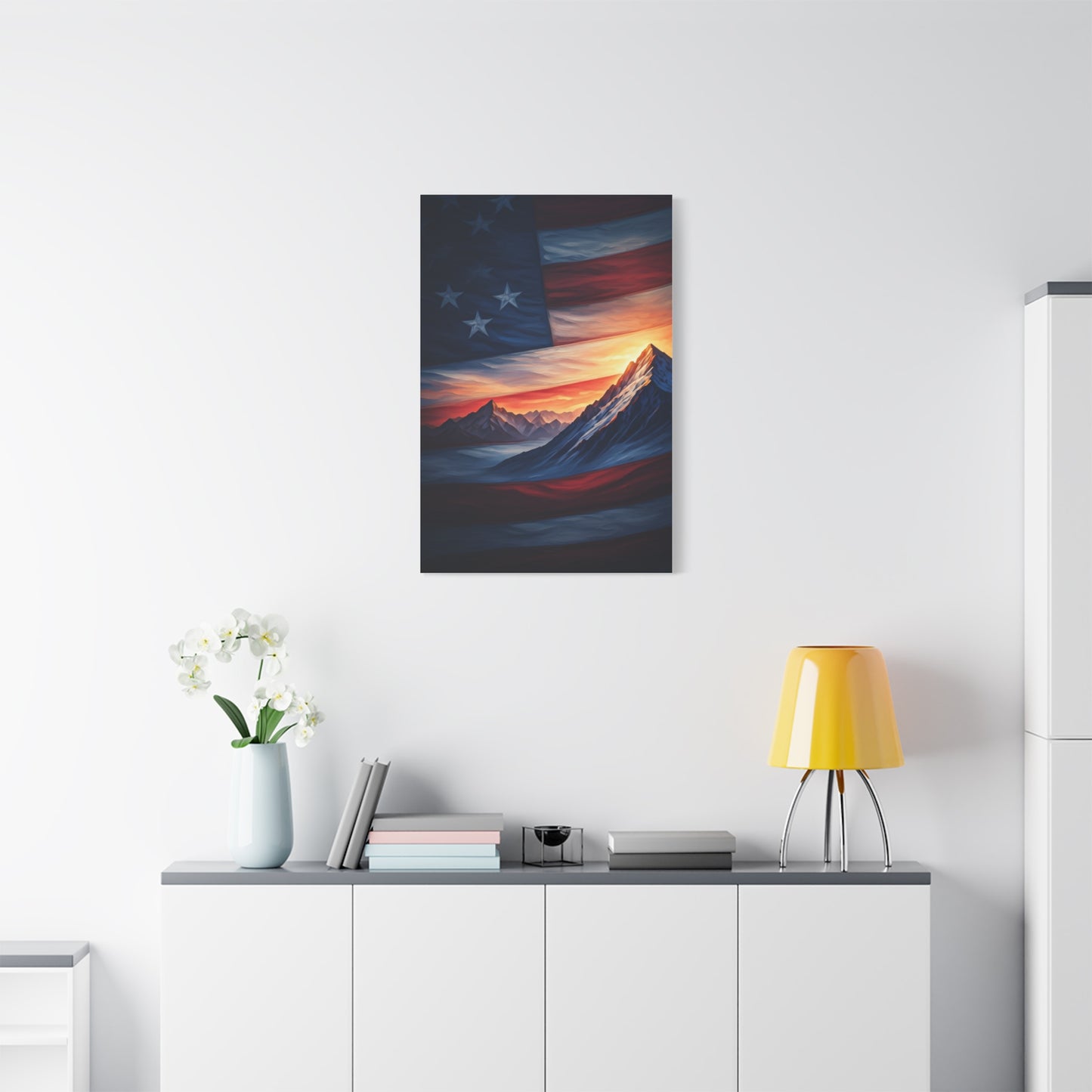 Mountain Horizon American Flag Tribute Wall Art & Canvas Prints
