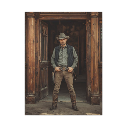 Gunslinger Outside the Saloon Wall Art & Canvas Print
