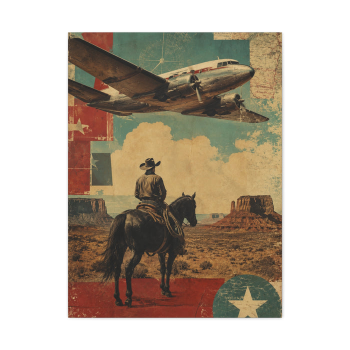 Mid-Century Western Aviation Collage Wall Art & Canvas Print