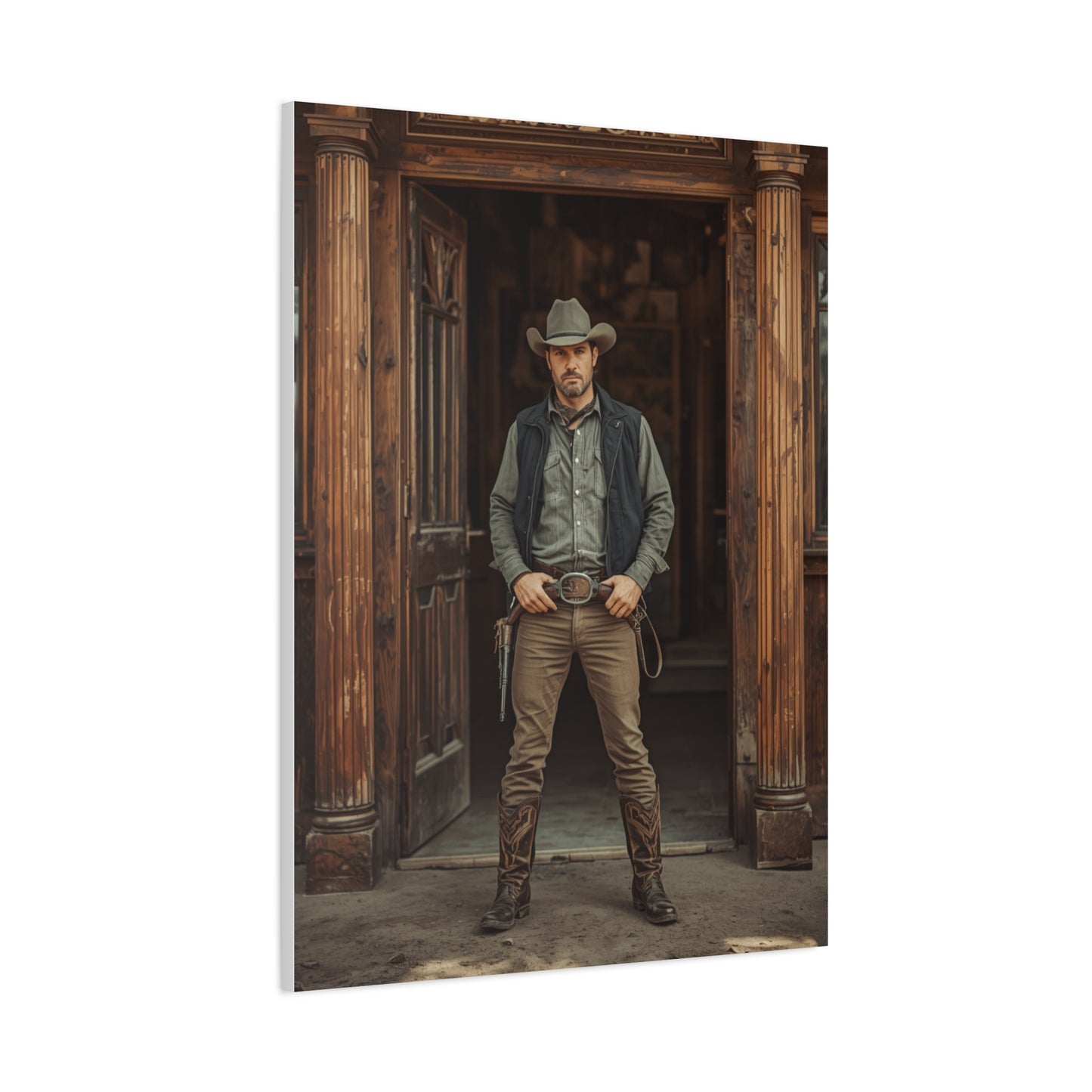 Gunslinger Outside the Saloon Wall Art & Canvas Print
